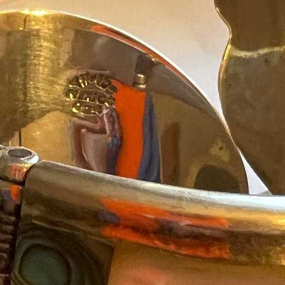 Very Unique Mexican designed silver mother of pearl blue/green hinged bracelet - Picture 5 of 8